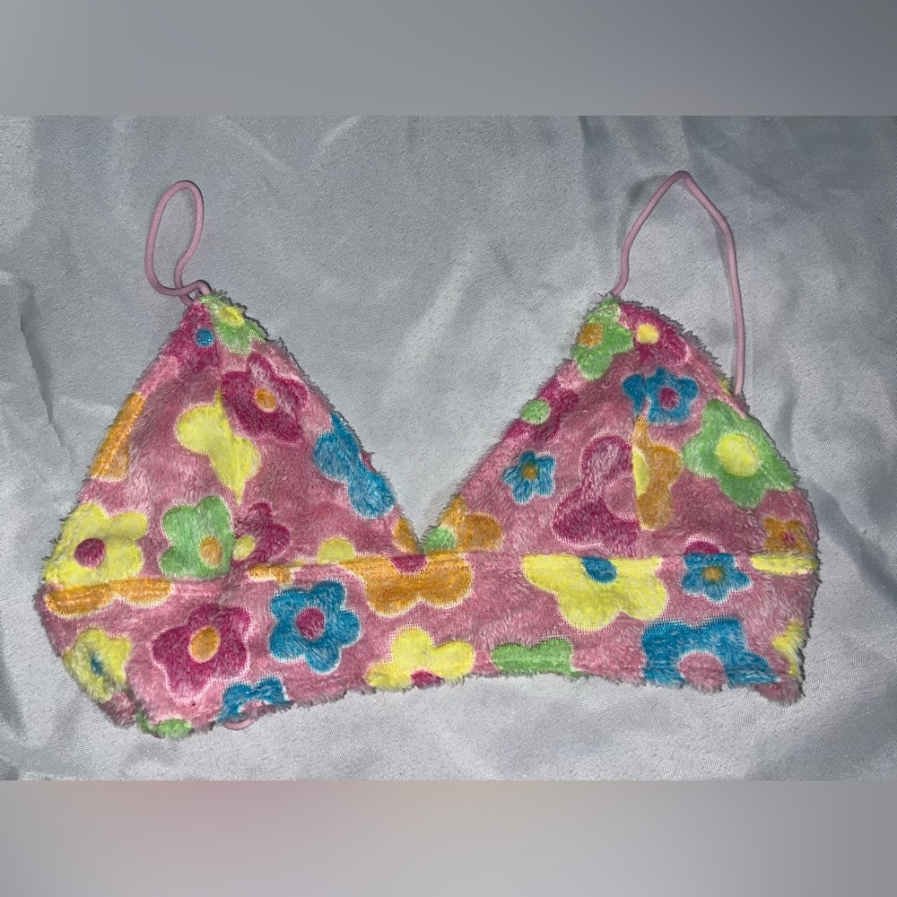 Flower fuzzy Bralette Top